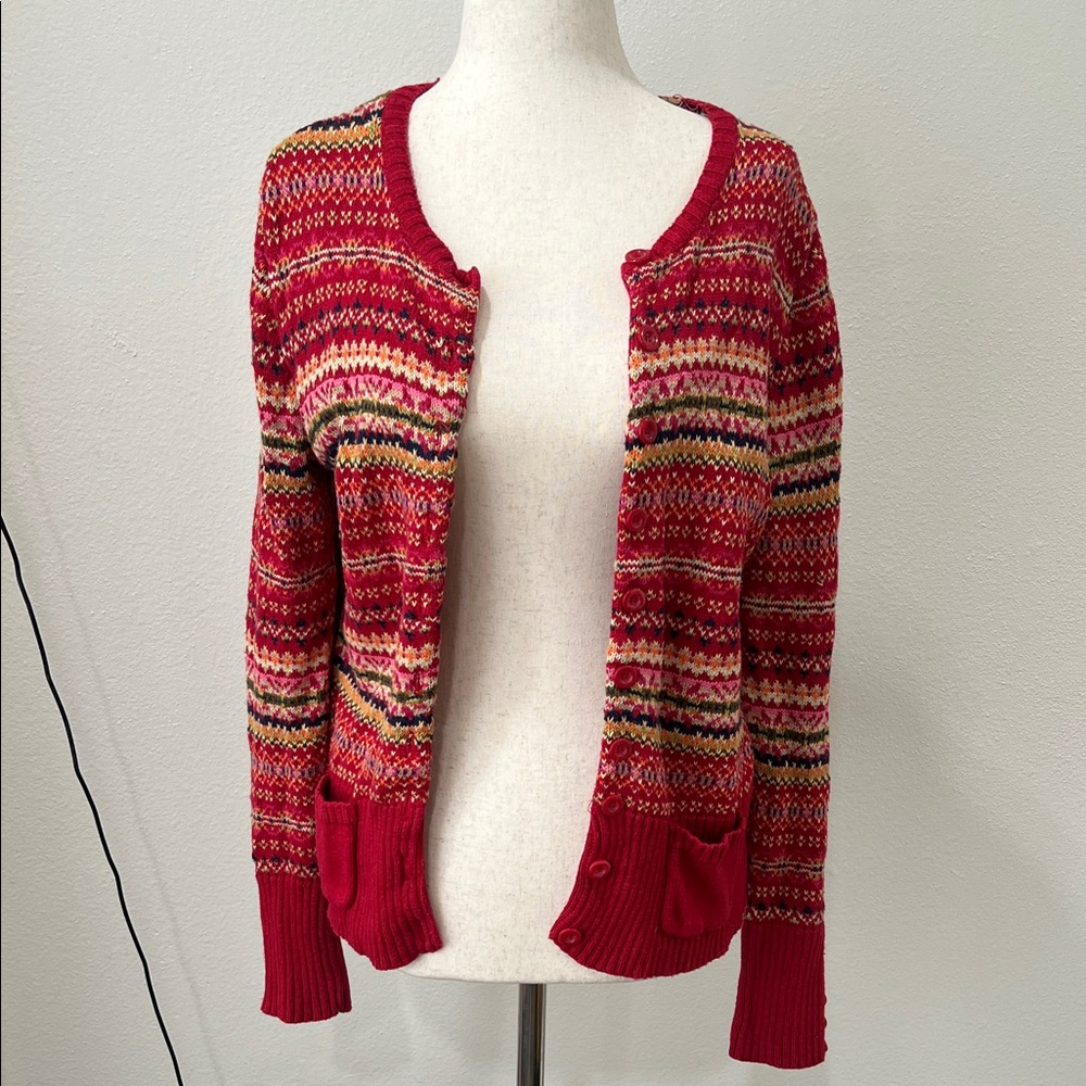 Women's Red Patterned Sweater - image 3